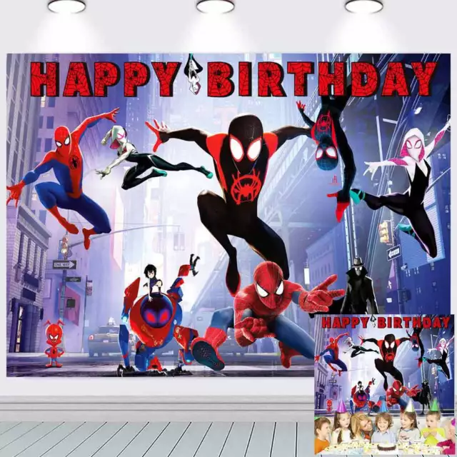 Miles Morales Spiderman Spider Gwen Birthday Backdrop Party Decoration 7x5ft