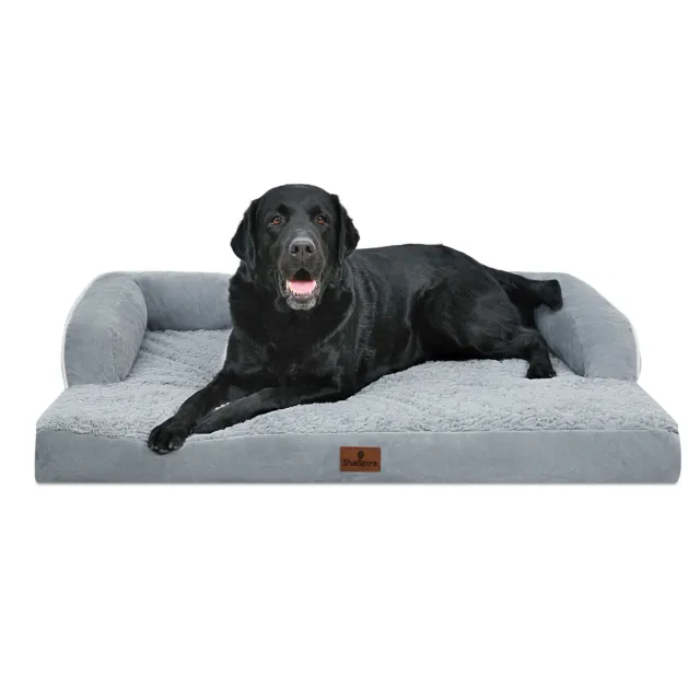 SheSpire Gray Orthopedic Dog Bed Memory Foam Bolster Soft Pet Sofa for Large Dog