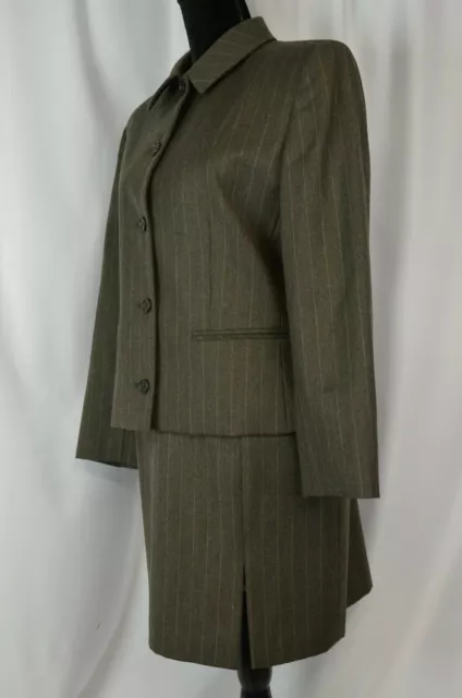 New ICB Women's Skirt Suit Size 12 Wool Pin Striped Gray Career Elegant $475 3