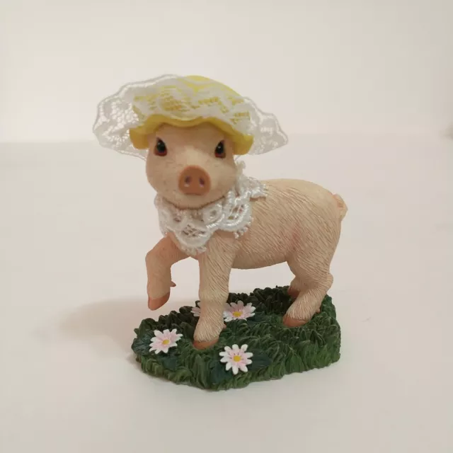 Hamilton Pig "Molly" from Pigs on Parade Collection Pig Figurine w Hat, Daisies