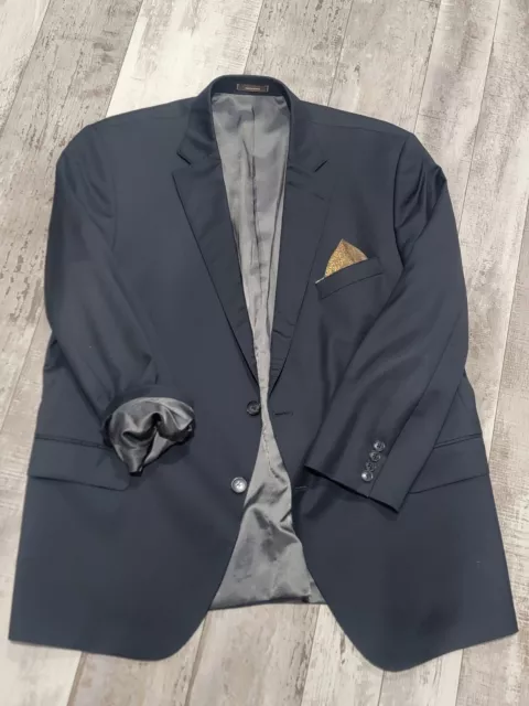 48R Men's Peter Millar Blazer Aqua Nano Luxe Dark Blue 100% Wool Sport Coat