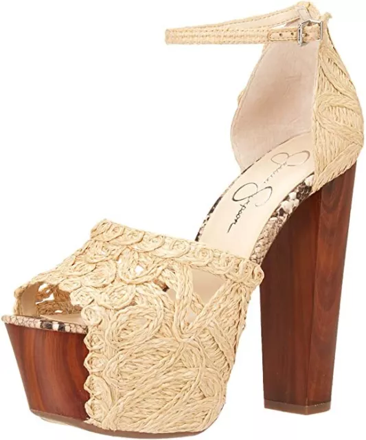 Jessica Simpson Dessie High Platform Nude Ankle Strap Heeled Sandals Natural