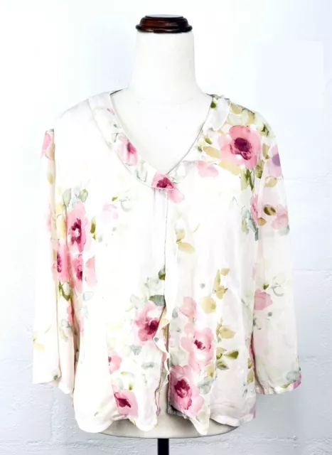 Vintage Floral Billowy Sheer Crop Jacket Size 14 Whimsy Fairy Fletcher Jones T4