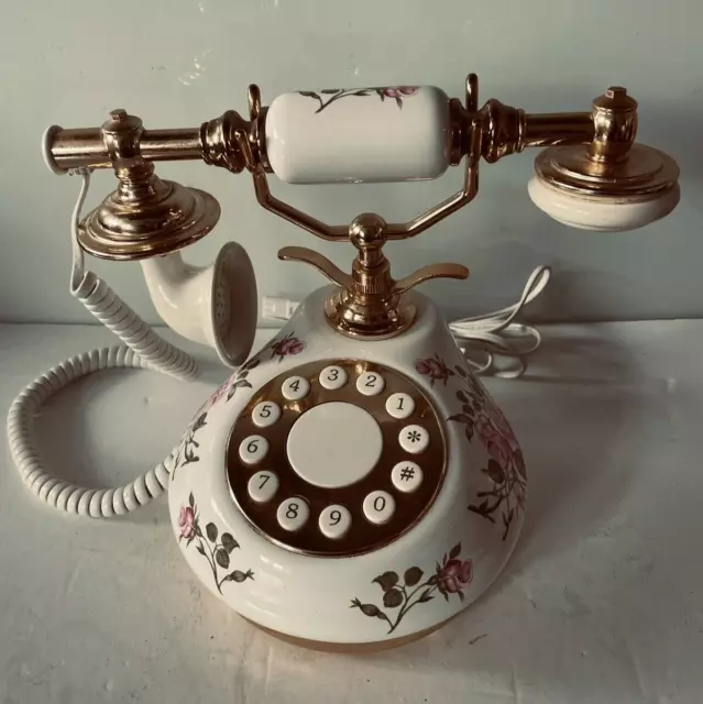 Vintage Style Retro Mybelle Rotary Style Push Button Telephone 403P Roses