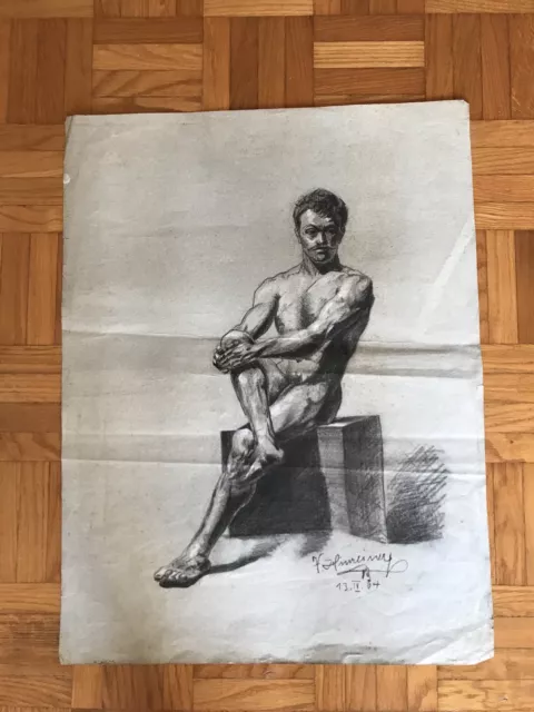 Hinreiner Vitold Naked Man Sitting First 1900 Large Size Viena Wiener Schule
