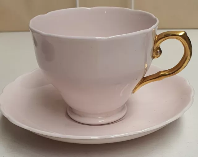 Vintage R.H. & S.L. Plant Tuscan Ware Pink Cup & Saucer Made in England c1947-66 2