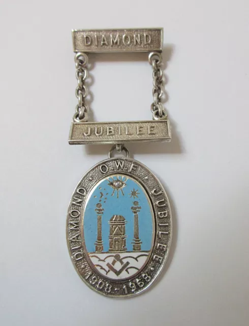 Vintage Diamond Jubilee Enamel Badge Masonic OWF Sterling Silver