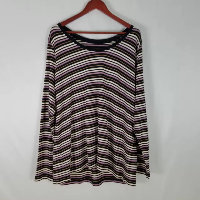 Ava & Viv Shirt Womens 2X Top New Multicolor Striped Long Sleeve Boat Neck