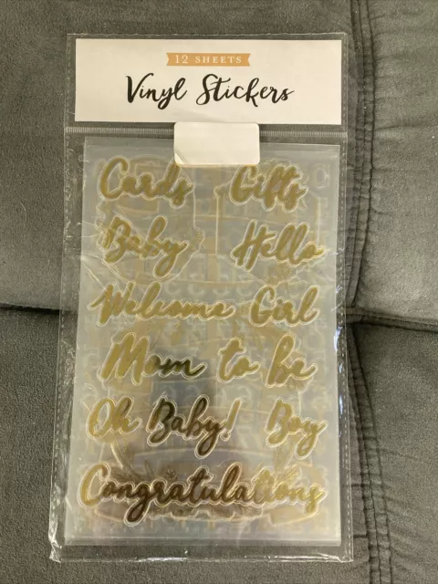 Cute Vinyl Stickers For Baby Shower! Oh Baby Congrats Gold Sticker Numbers