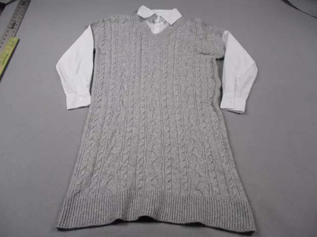 Cupcakes And Cashmere Dress Womens Large Gray Sweater Vest Cable Knit Shift