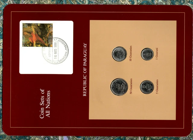 Coin Sets of All Nations Paraguay w/card UNC 1,5 Guar. 1984 10,50 Guaranies 1986