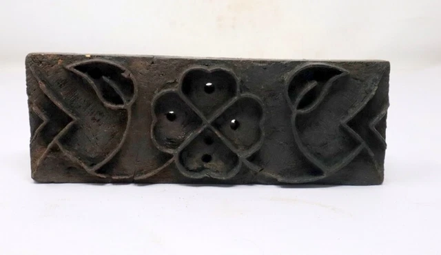 1800's Antique Wood Hand Carved Rare Floral Door Bracket Wall Panel