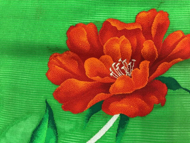6468318: Japanese Kimono / Antique Nagoya Obi For Summer / Woven Flower