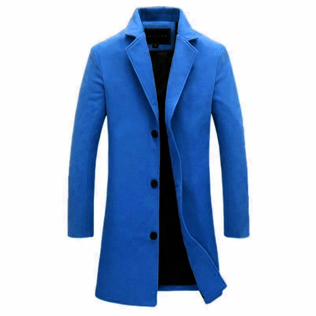 Mens Warm Woolen Trench Coat Double Breasted Overcoat Long Jacket Outwear Winter 8