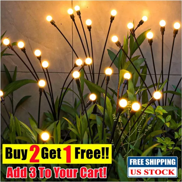 LED Solar Firefly Lights Outdoor Garden Waterproof Swaying Landscape Decor Lamps