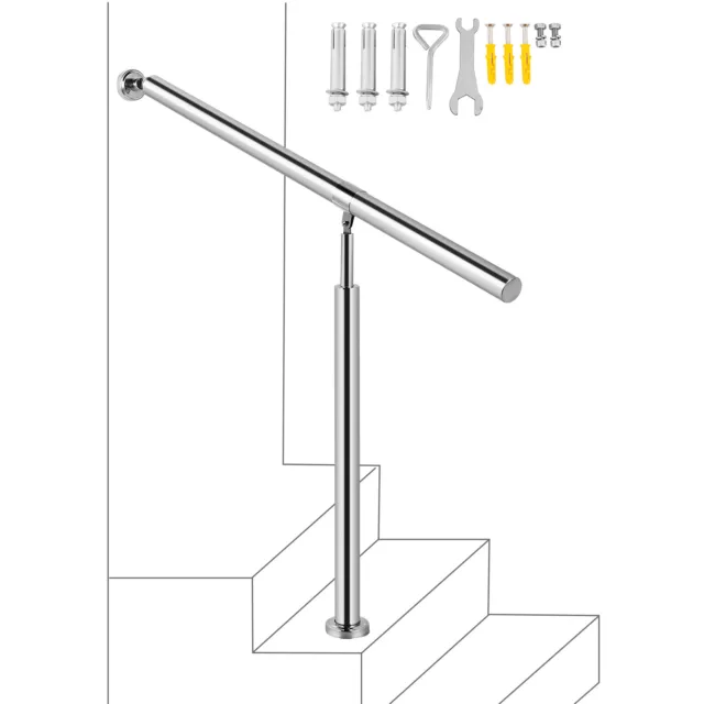 VEVOR Rampe Escalier Argent Main Courante pour 1-2 Marches 80cm Acier Inoxydable