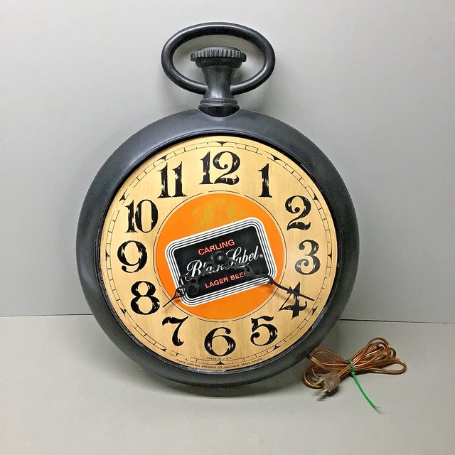VINTAGE CARLING BLACK LABEL Beer Electric Advertising Wall Clock 69.00