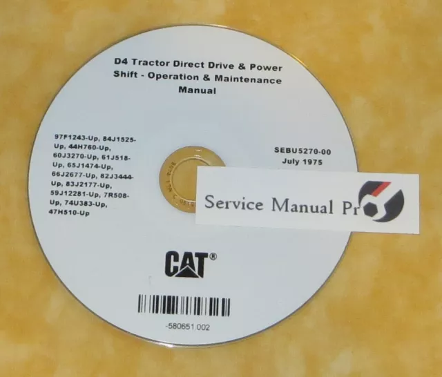 SEBU5270 CAT Caterpillar D4 Tractor Dozer Operation Manual CD 97F 84J 44H 60J