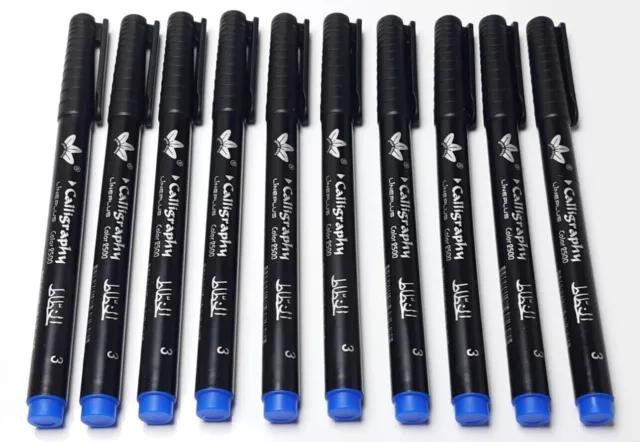 3mm CHISLLED NIB CALLIGRAPHY PENS- 4 COLOURS- 10 PENS- FOR LETTERING&CALLIGRAPHY