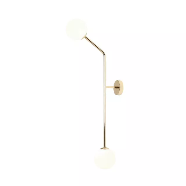Wandlampe Wandleuchte groß 99 cm hoch 2x E14 Glas Metall in Weiß Gold COLDPASS