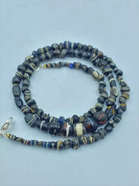 Old Jewelry Trade Cultural Gabri Beads Of Glass Necklace From Ancient Roma Times