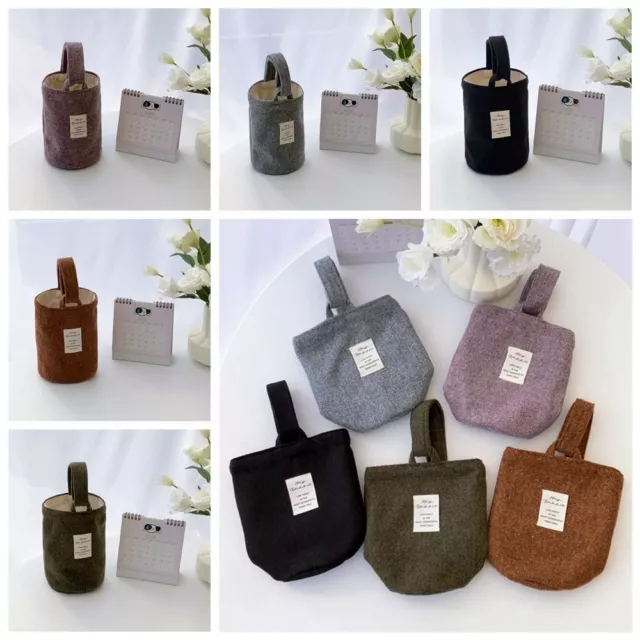 Letter Woolen Bucket Bag Korean Style Portable Handle Tote Bag   Storage Bag