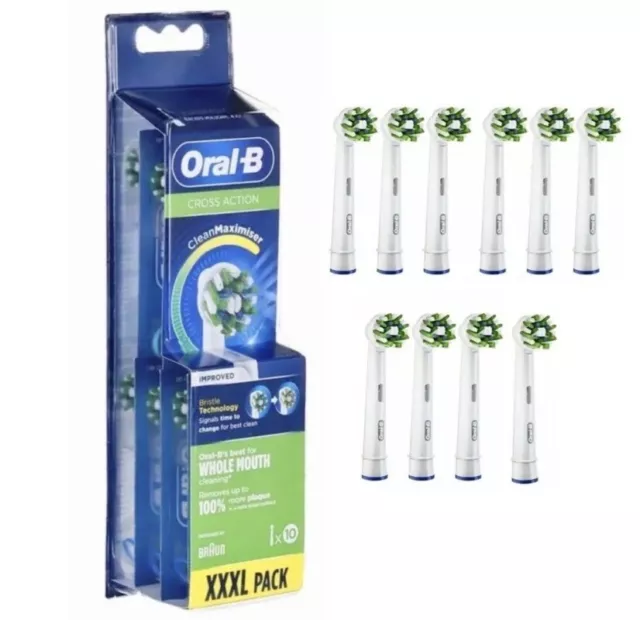 Oral-B CrossAction Aufsteckbürsten 10x Zahnbürstenaufsatz CleanMaximiser Weiß