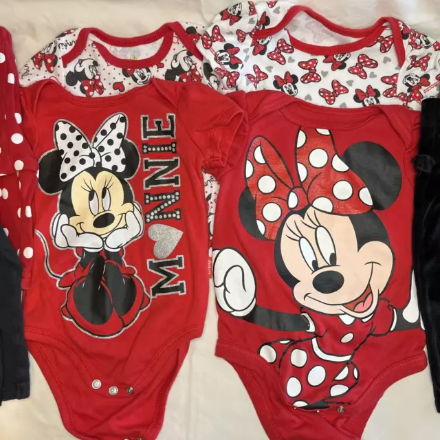 3-6 Month Baby Girls Lot of 4 outfits Minnie Mouse Short Sleeve Bodysuit/pants