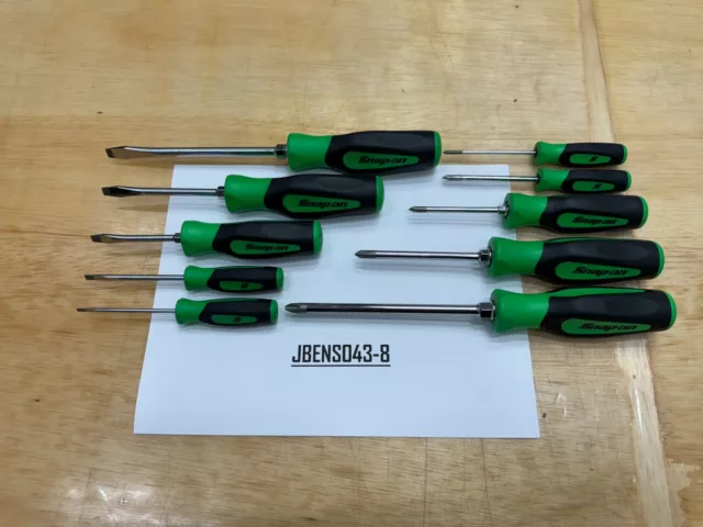 Snap-on Tools USA NEW 10pc GREEN Soft Grip Phillips & Flat Head Screwdriver Sets