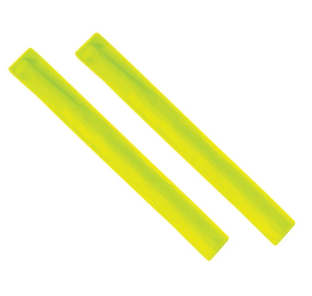 2 x Yellow Flourescent Arm Strap Bands Hi Viz Reflective Safety Bands 13" Long