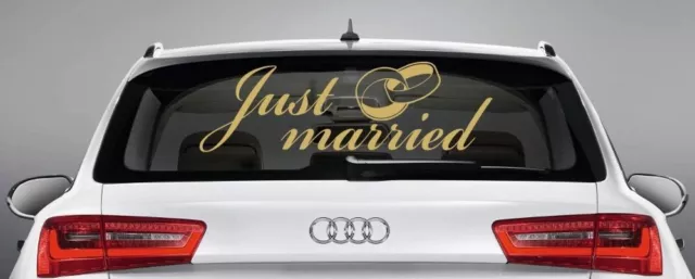 Just Married  -GOLD- Auto Aufkleber Hochzeit Hochzeitsauto Wedding KX044