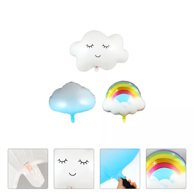 9 Pcs white cloud balloons White Cloud Balloons Cloud Rainbow Balloon Foil