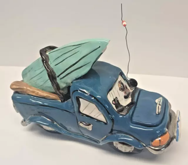 Heather Goldminc Blue Sky Clayworks Gone Fishing Pickup Truck Bears Boat Fish