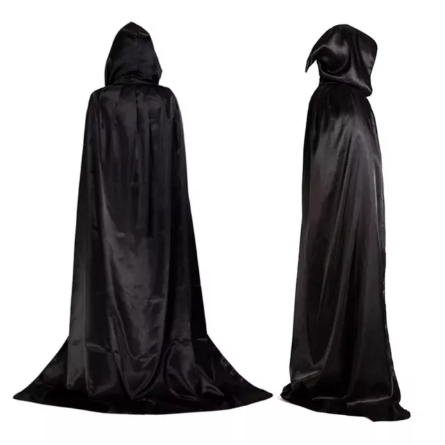 Halloween Costume Adult Kids Hooded Cape Robe Cloak Vampire Witch Wizard