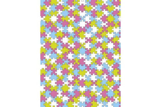 Papel decopatch FDA624 Rompecabezas (azul - verde - rosa - blanco) Paquete de 20