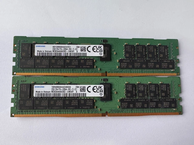 SAMSUNG 64GB 2X32GB DDR4 ECC Server RAM PC4-3200AA 3200MHz RDIMM