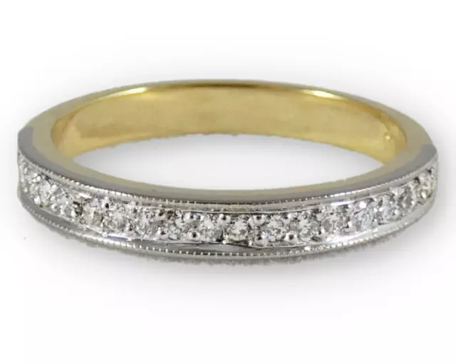 Superb 18ct Yellow Gold 19 Diamond Half Eternity Band Bridal Ring Size 6 L 51