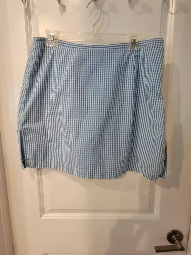 Kim Rogers Skort / Skirt Blue White Plaid & Attached Shorts Golf Tennis Size 16