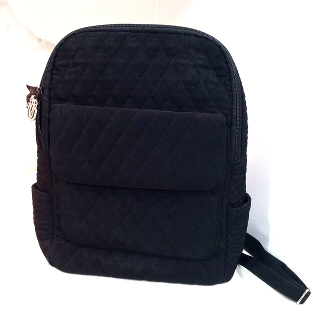 Vera Bradley Backpack Purse Quilted Microfiber Classic All Black METRO Retired