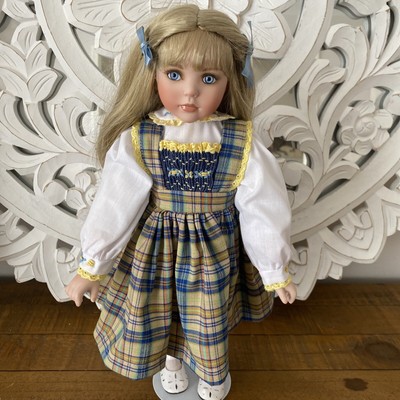 Franklin Heirloom Doll School Girl Blond Hair Blue Eyes 16