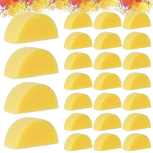 Pinturas de pintura facial Dandat 24 piezas esponja media luna pinceles cara amarilla...