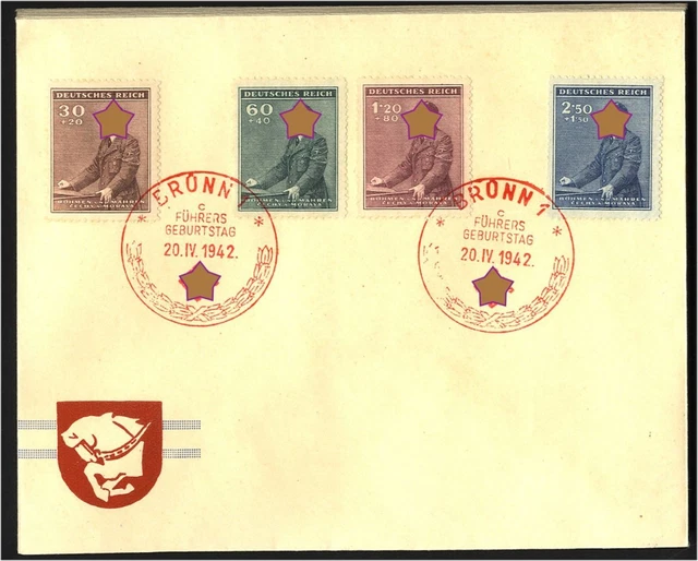 Böhmen und Mähren, MiNr. 85-88 SST BRÜNN Brief - 53. Geburtstag Adolf Hitler [59
