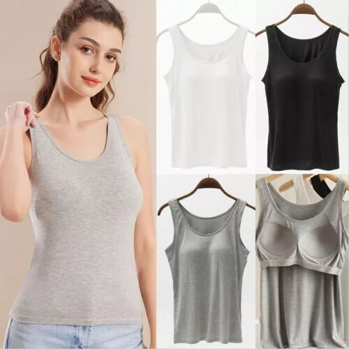 CAMI Camisole with Built in Shelf BRA Adjustable Spaghetti Strap Layer Tank  Top
