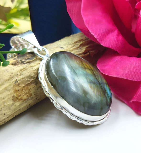 925 Sterling Silver Natural Labradorite Gemstone Jewelry Necklace/Pendant