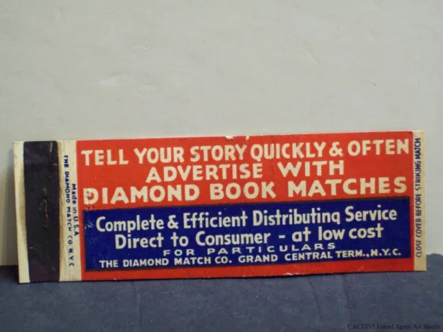 Diamond Match Company Advertise on Book Matches Matchbook Cover 1930s 1940s