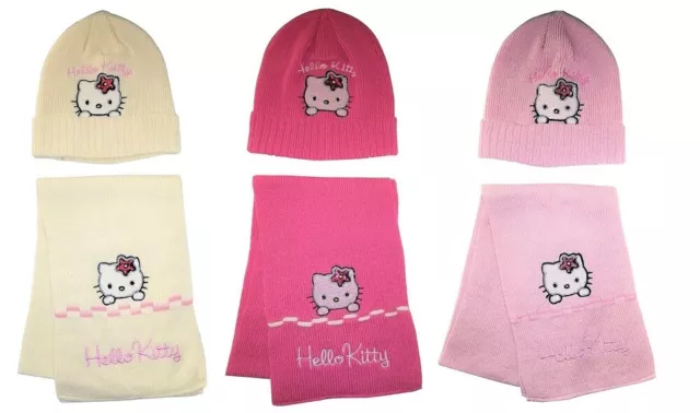 Set invernale Hello Kitty con cappello e sciarpa per bambine in diversi colori