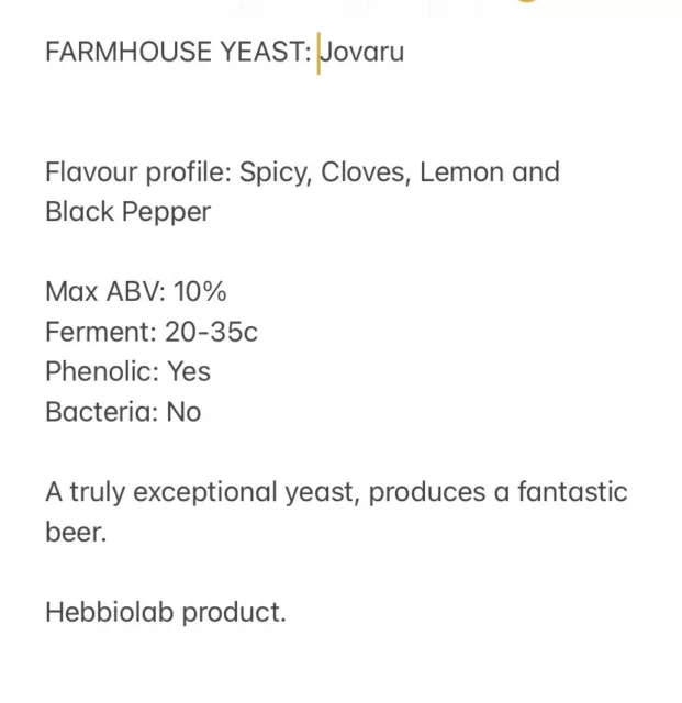 Farmhouse Yeast: Jovaru