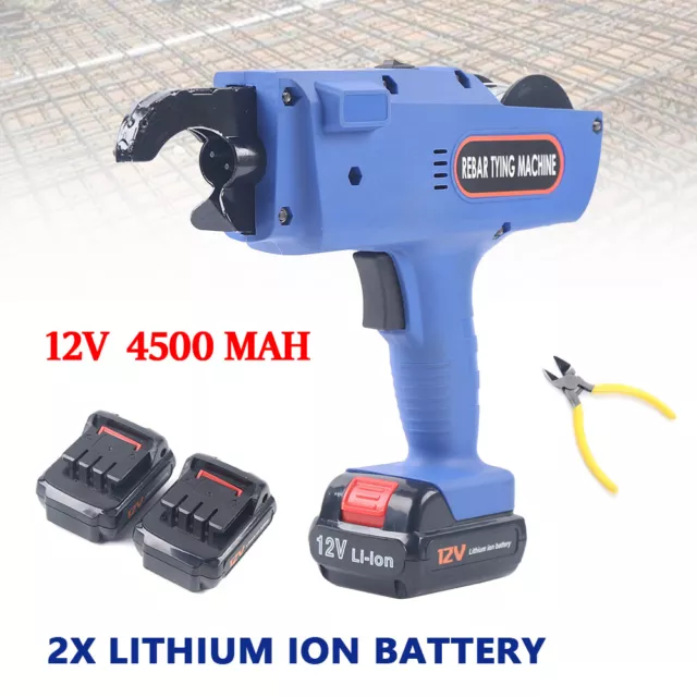 New Hand Held Automatic Rebar Binding Machine Blue + 2 Batteries Charger 12V