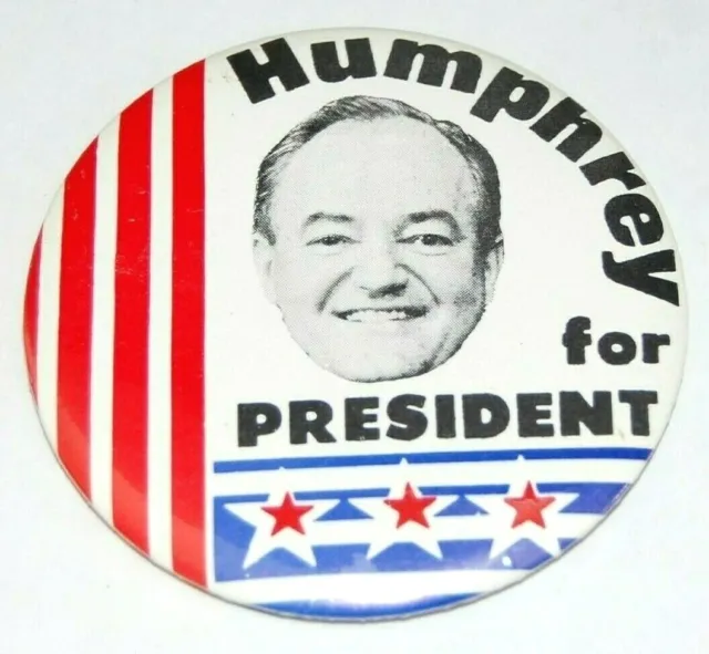 1968 HUBERT HUMPHREY campaign pin pinback button political president election