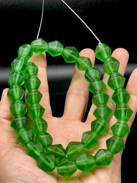 Old Beads Ancient Green Cobalt Glass Beads Jewelry Necklace